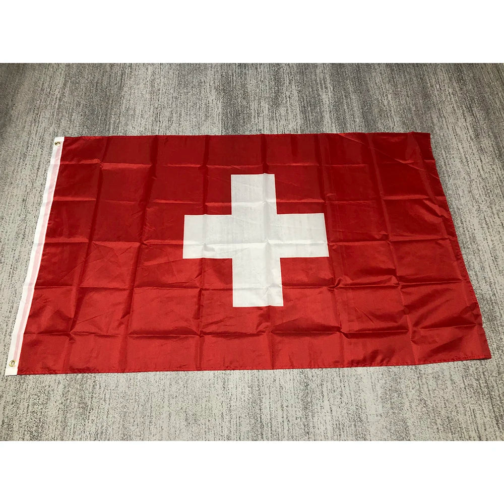 90X150cm Switzerland Flag Polyester 14x21cm swiss hand flag / string flag / desk flag 8x12cm Switzerland car flag for Decoration