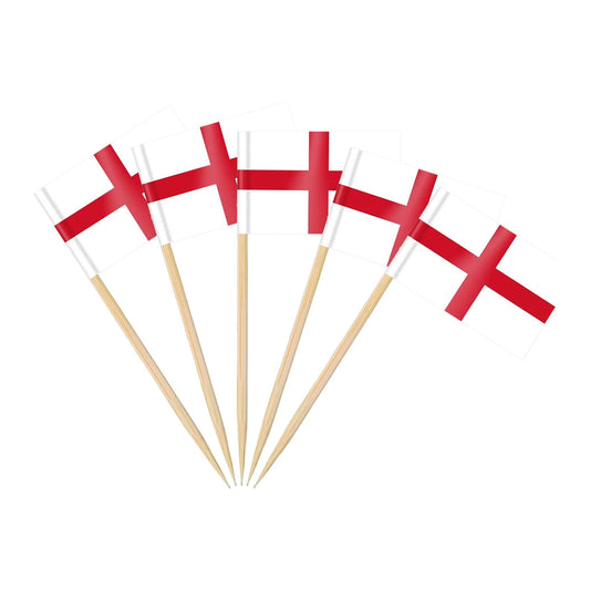 England Flag Toothpick,100 Pcs England Cupcake Toppers, Small England Stick Flags Double-sided for Football Party Decorations