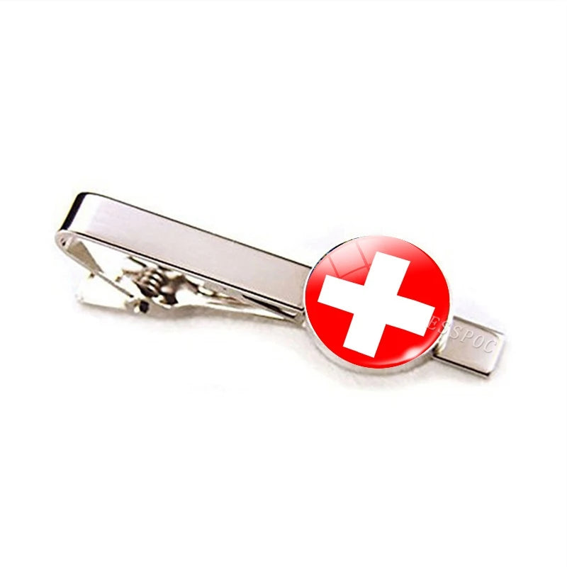 Europe Countries National Flag Tie Clips Men Fashion Metal Tie Bar Clip Spain UK France Italy Poland Flag Pins