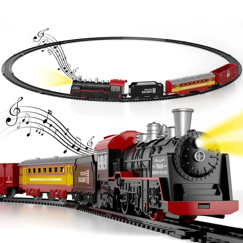 Train Toys for Boys with Lights and Sound Toy Train Track Set for Under Christmas Tree Toddler Model Trains Christmas Gifts