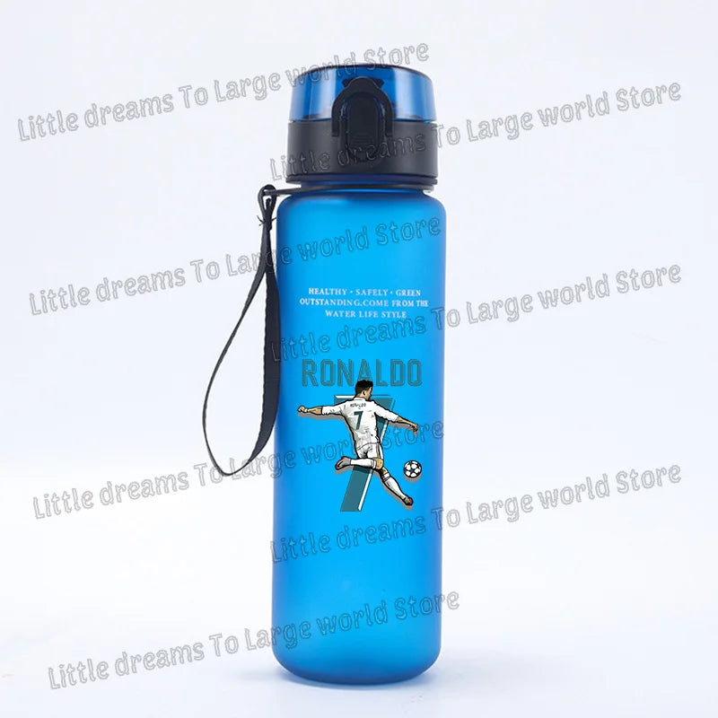 Football Cristiano Ronaldo Water Cup Portable 650ml Large Capacity Sports Plastic Drinking Bottle with Handle for Children Adult