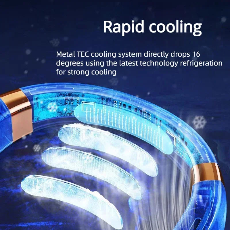 Neck Fan, Portable Bladeless Fan, 4000mAh Battery USB Rechargeable, LED Display, 360 °   Cooling Wearable Personal Fan, 3 Speeds
