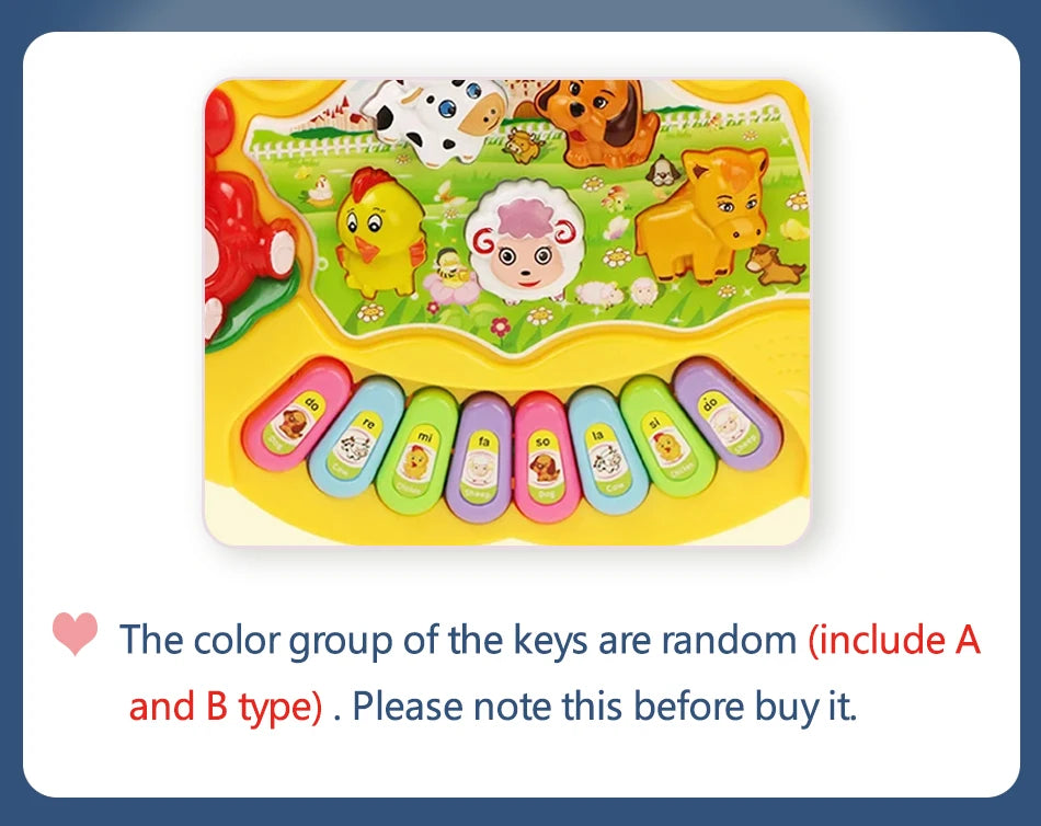 Baby Musical Toy with Animal Sound Kids Piano Keyboard Electric Flashing Music Instrument Early Educational Toys for Children