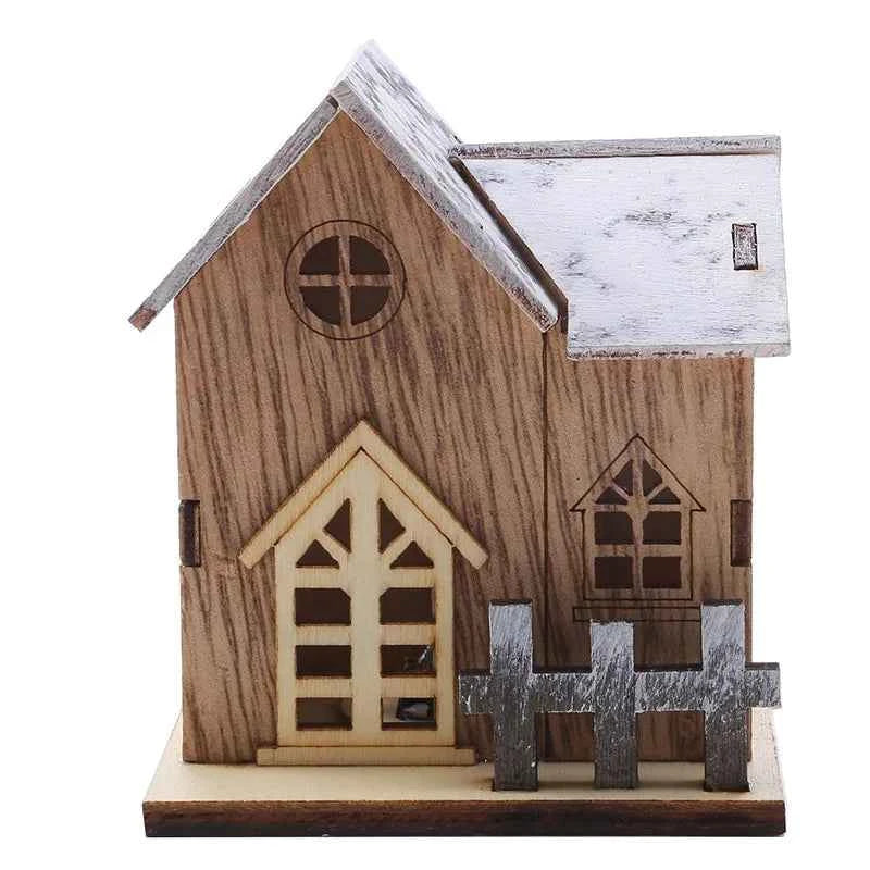 1pc Luminous Wooden House Ornaments, Christmas Decorations, Luminated LED Wooden Christmas Houses Christmas Tabletop Decorations