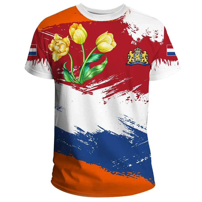 NETHERLANDS Flag 3D Print Sport Quick-dry Breathable Men Women T-Shirt Outdoor Football Uniform Team Training Fan Short-sleeve