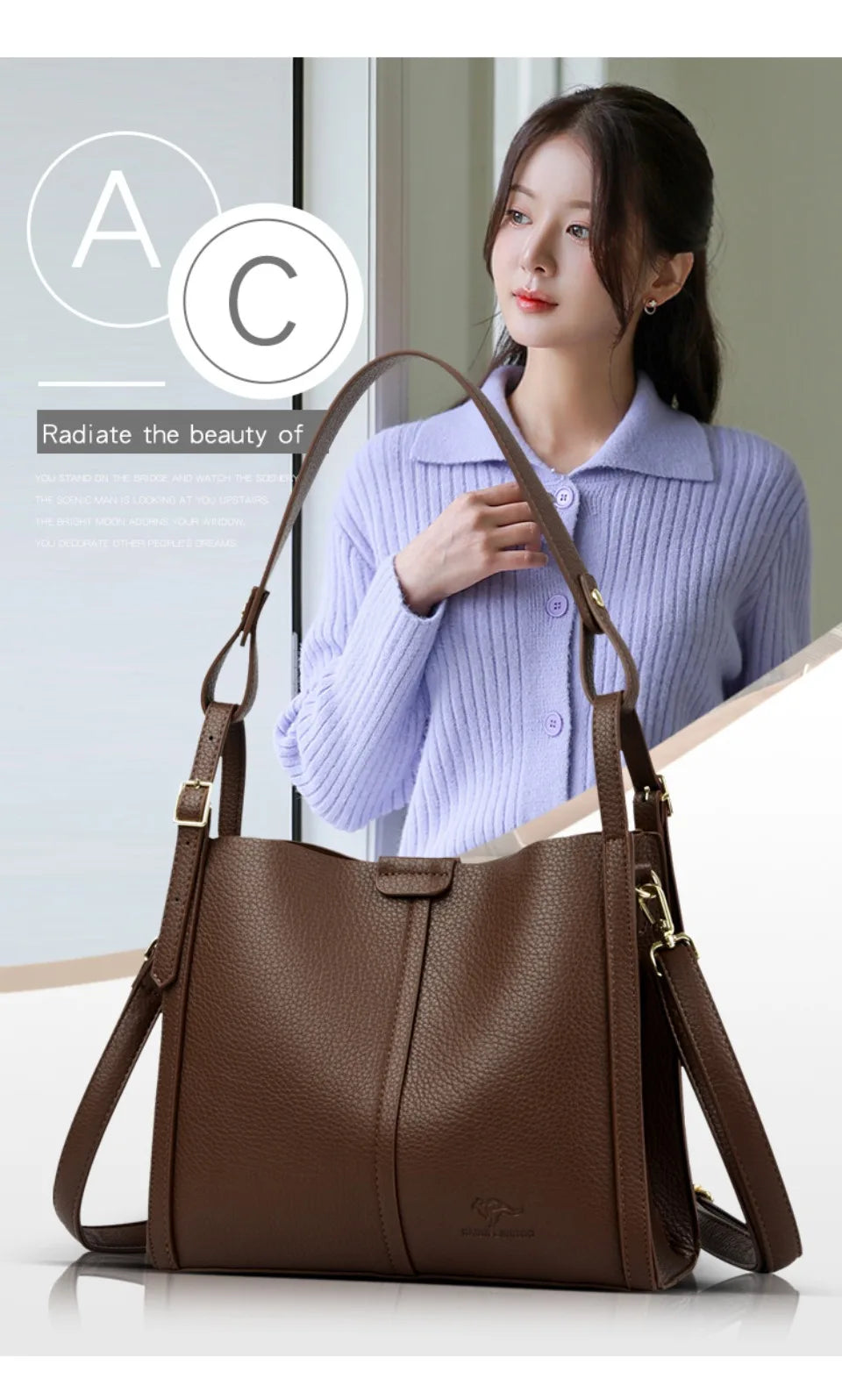 High Quality Pu Leather Purse Ladies Shoulder Crossbody Bag Medium Casual Tote Bag