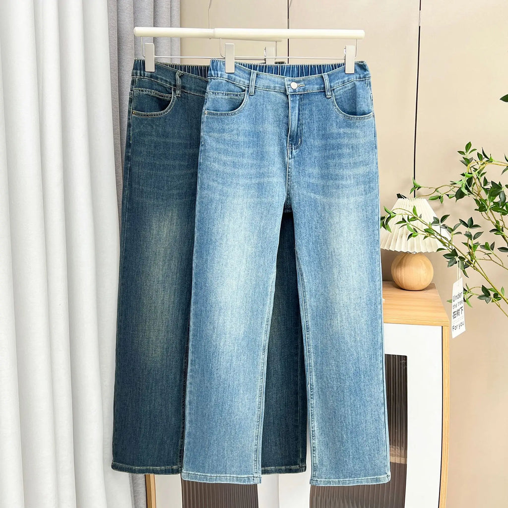 Plus Size Women's Straight Jeans Summer New Casual Thin And Simple Denim Pants