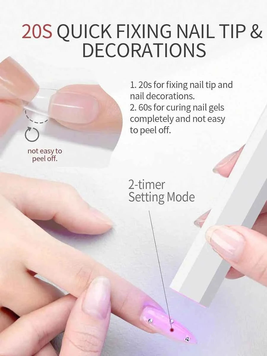 Handheld UV Light for Gel Nails Portable UV Nail Lamp Rechargeable LED Nail Lamp for Nails Art Desk Stand