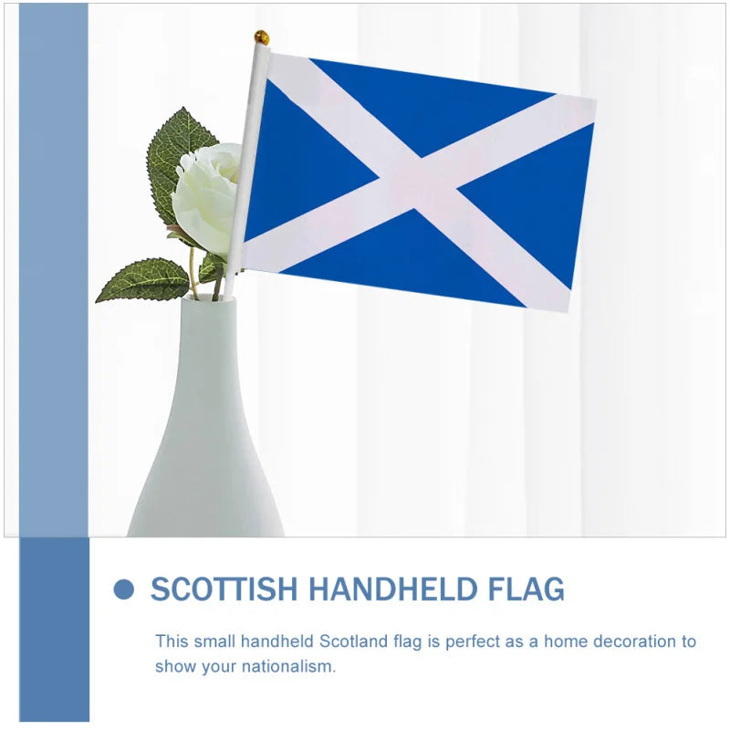 20Pcs Scotland Waving Flag Home Decor Scottish Sports Party Supplies Garden Polyester Handheld Flag Patriotic Nationalism