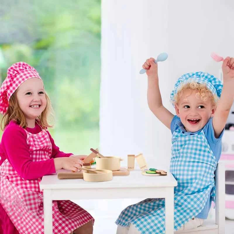 Kid Wooden Kitchen Toy Baby Play Kitchen Building Block Model Set Newborn Pretend Cooking Food Kitchen Toys Simulation Game Gift