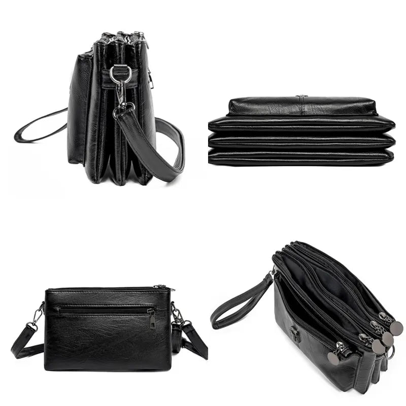Fashion Women's Small Purse PU Leather Luxury Multi Layered Messenger Handbag