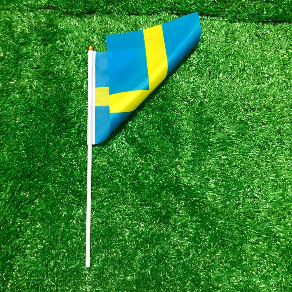 SKY FLAG Sweden hand flag 14x21cm polyester double side penetration Sweden Swedish hand Flag for decoration