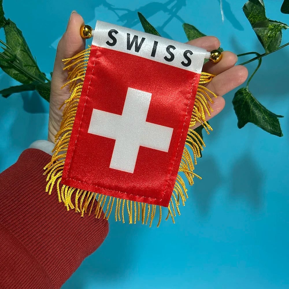90X150cm Switzerland Flag Polyester 14x21cm swiss hand flag / string flag / desk flag 8x12cm Switzerland car flag for Decoration