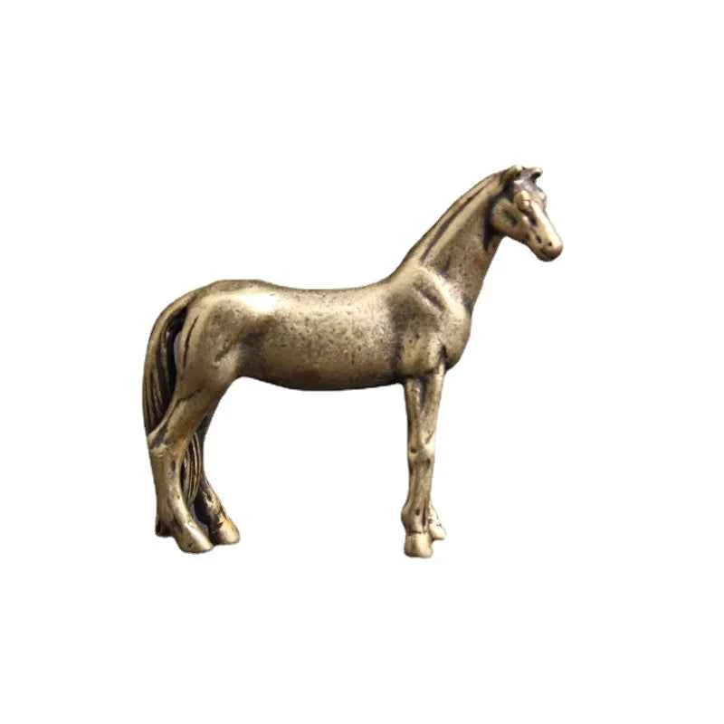 Antique Bronze Horse Statue Desk Decorations Solid Copper Micro-Carving Zodiac Horse Figurines Ornaments Home Decor Accessories