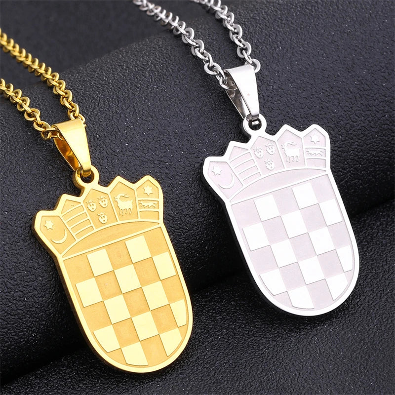 New Europe map Croatia Flag Charm Pendant Necklaces Gold Color/Silver Color for Women Girls the Croatian Jewelry Gifts