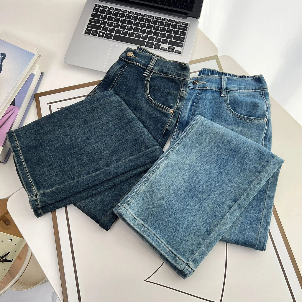Plus Size Women's Straight Jeans Summer New Casual Thin And Simple Denim Pants