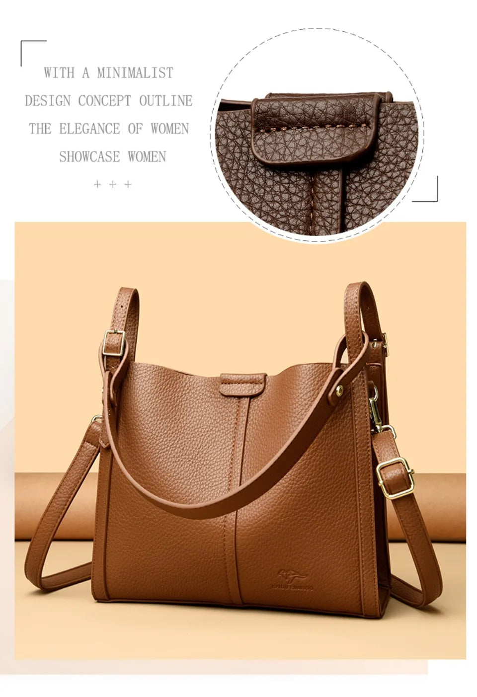 High Quality Pu Leather Purse Ladies Shoulder Crossbody Bag Medium Casual Tote Bag