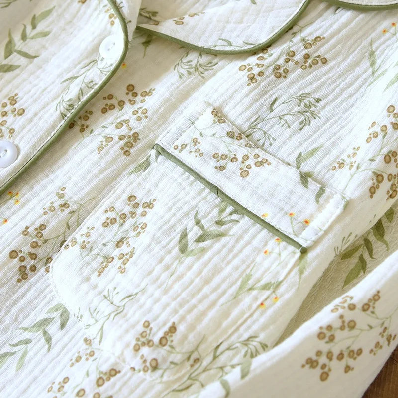 2025 Winter Women's Pajamas100% Cotton Plus Size Pajamas Flower  Printing Household Women's Pajamas Loungewear Autumn Sleepwear