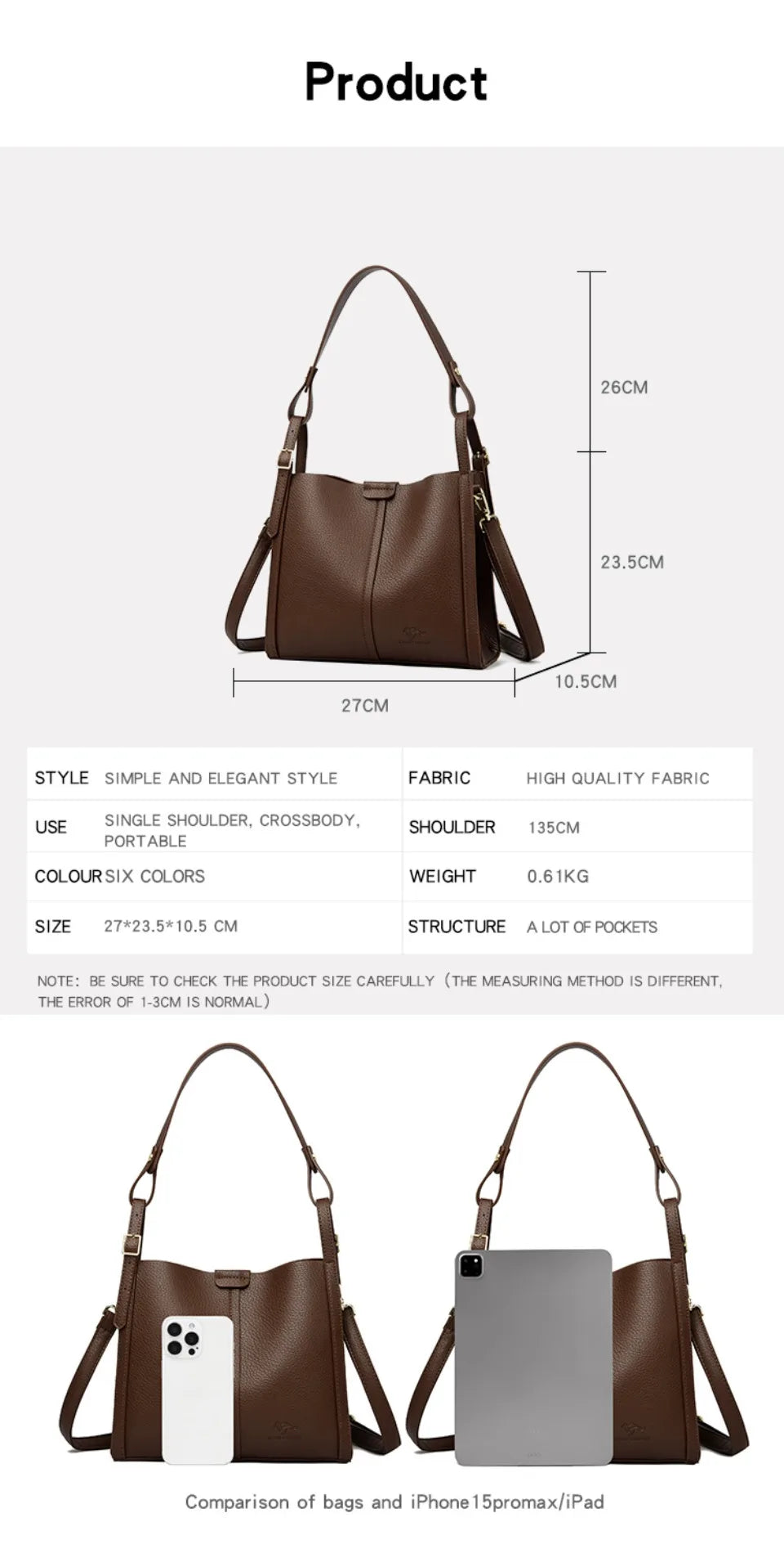 High Quality Pu Leather Purse Ladies Shoulder Crossbody Bag Medium Casual Tote Bag