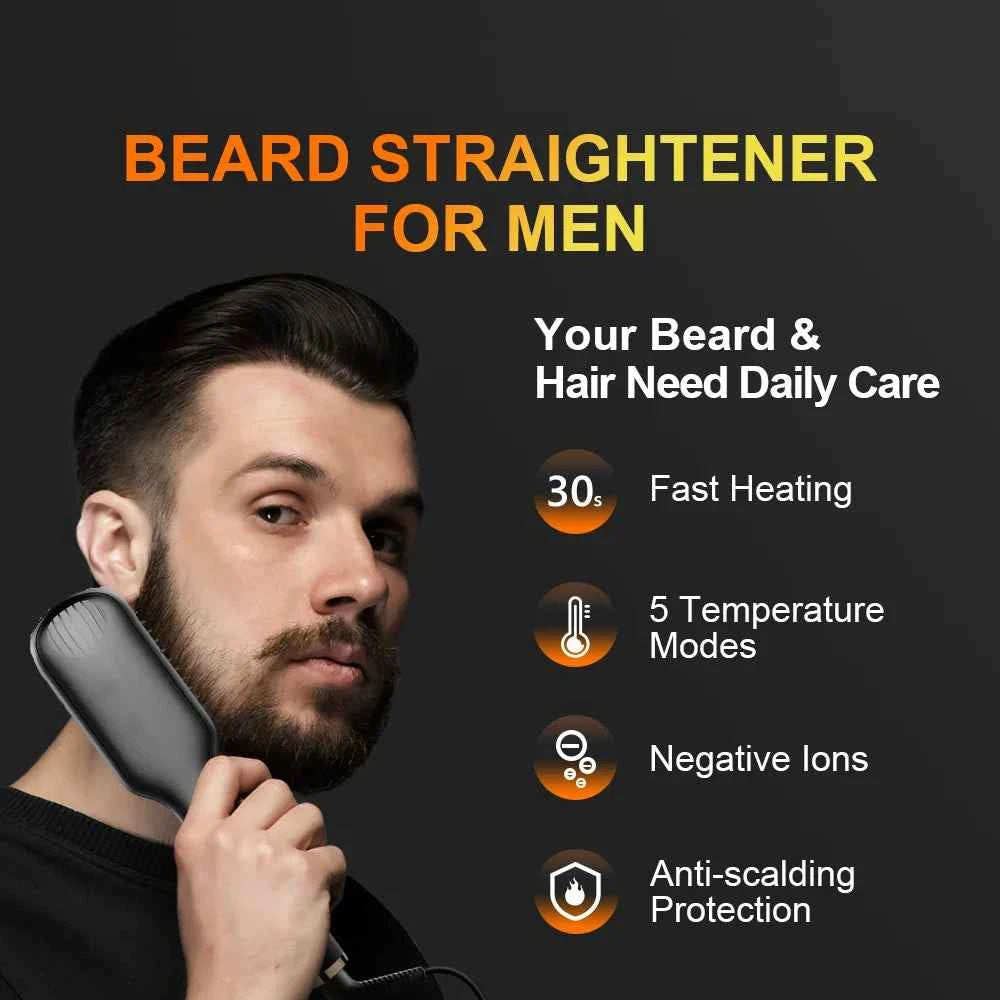 Electric Beard Comb Hair Straightener Brush Hot Hair Brushes Straightener Hair Anti-scalding Ceramic Beard Straightening Brush