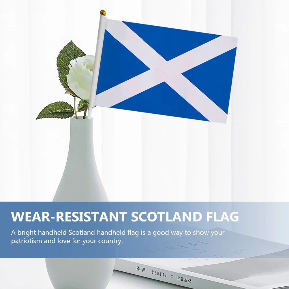 20Pcs Scotland Waving Flag Home Decor Scottish Sports Party Supplies Garden Polyester Handheld Flag Patriotic Nationalism
