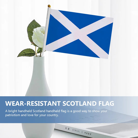 20Pcs Scotland Waving Flag Home Decor Scottish Sports Party Supplies Garden Polyester Handheld Flag Patriotic Nationalism