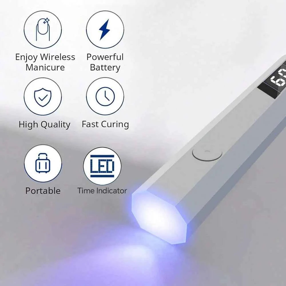 Handheld UV Light for Gel Nails Portable UV Nail Lamp Rechargeable LED Nail Lamp for Nails Art Desk Stand