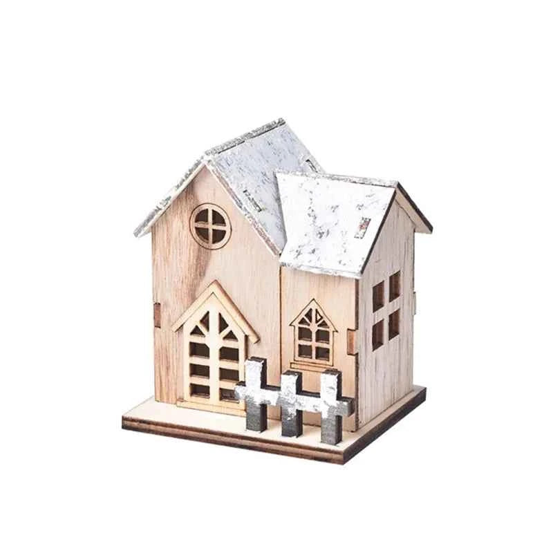 1pc Luminous Wooden House Ornaments, Christmas Decorations, Luminated LED Wooden Christmas Houses Christmas Tabletop Decorations