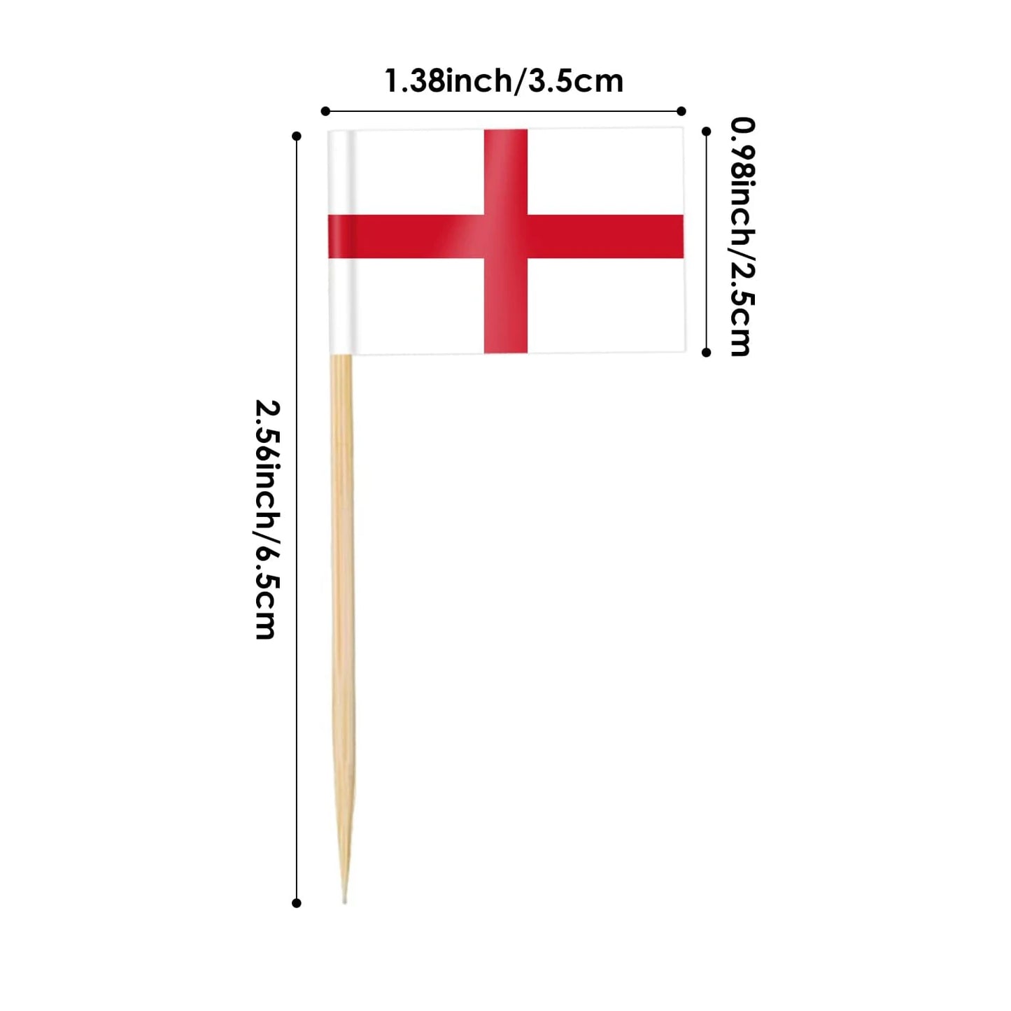 England Flag Toothpick,100 Pcs England Cupcake Toppers, Small England Stick Flags Double-sided for Football Party Decorations