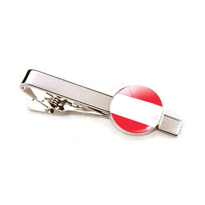 Europe Countries National Flag Tie Clips Men Fashion Metal Tie Bar Clip Spain UK France Italy Poland Flag Pins