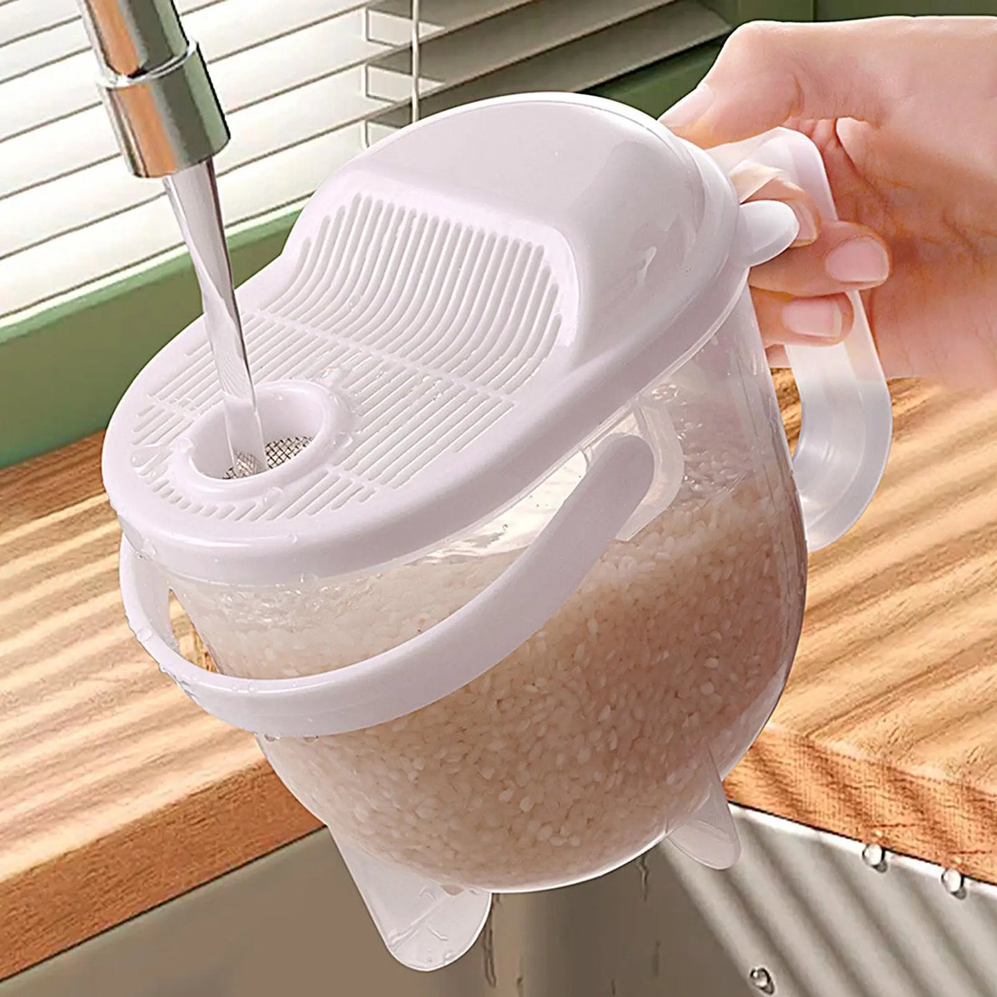 Kitchen Free Hand Washing Washing Rice Washing Vegetables Fruit and Vegetable Drain Basket Plastic Counter Flow Rice Washer