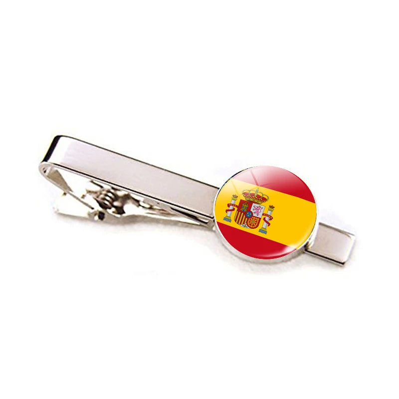 Europe Countries National Flag Tie Clips Men Fashion Metal Tie Bar Clip Spain UK France Italy Poland Flag Pins
