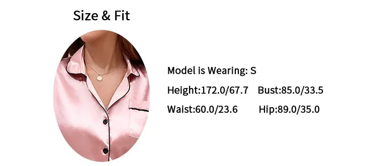 2026 New Women's Pajamas Sets Short Sleeve Buttons Top & Pants Sleepwear 2 Piece Button-Down Pj Set Homewear Satin Loungewear