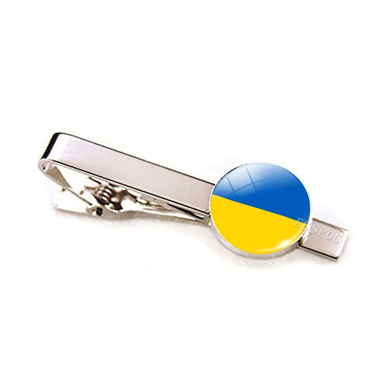 Europe Countries National Flag Tie Clips Men Fashion Metal Tie Bar Clip Spain UK France Italy Poland Flag Pins