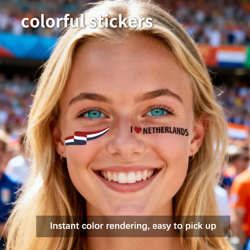 Netherlands Flag Temporary Tattoo Sticker, Long-lasting and Waterproof, Festival, Football, Soccer Fan Face Stickers, Arm, Face