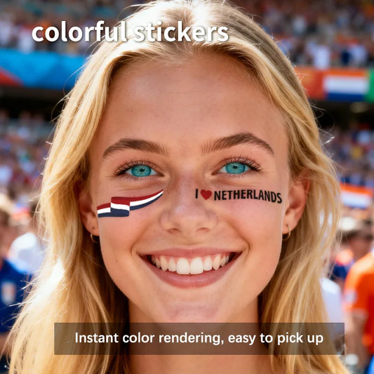 Netherlands Flag Temporary Tattoo Sticker, Long-lasting and Waterproof, Festival, Football, Soccer Fan Face Stickers, Arm, Face