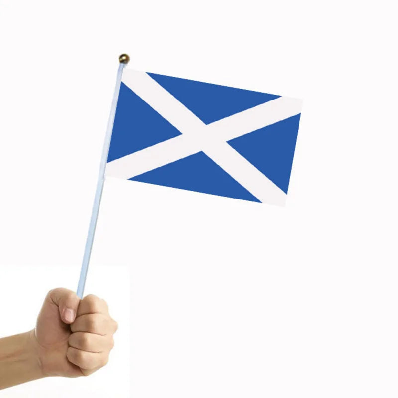 20Pcs Scotland Waving Flag Home Decor Scottish Sports Party Supplies Garden Polyester Handheld Flag Patriotic Nationalism