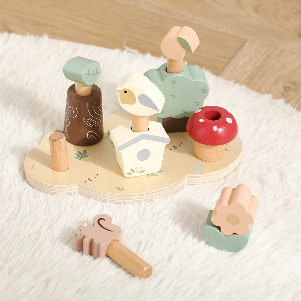 Kids Montessori Toys Color Wooden Bouncing Toys Baby Color Recognition Hand And Foot Coordination Toys Toddlers Block Game Gifts