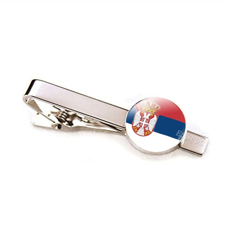 Europe Countries National Flag Tie Clips Men Fashion Metal Tie Bar Clip Spain UK France Italy Poland Flag Pins