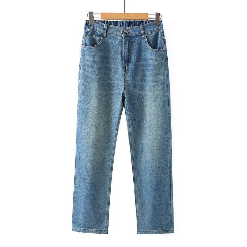 Plus Size Women's Straight Jeans Summer New Casual Thin And Simple Denim Pants