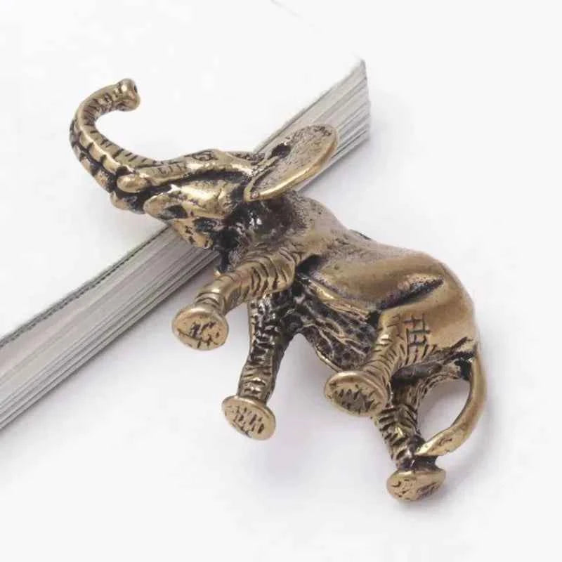Antique Bronze Minature Elephant Figurines Tea Pet Table Ornament Decorations Solid Copper Animal Crafts Home Decor Living Room