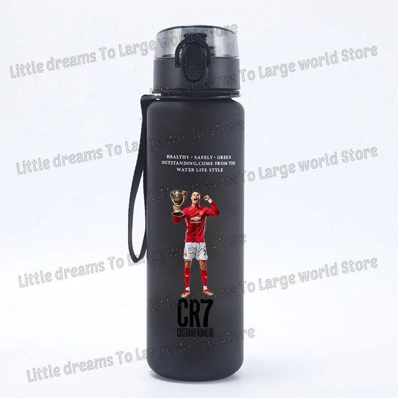 Football Cristiano Ronaldo Water Cup Portable 650ml Large Capacity Sports Plastic Drinking Bottle with Handle for Children Adult