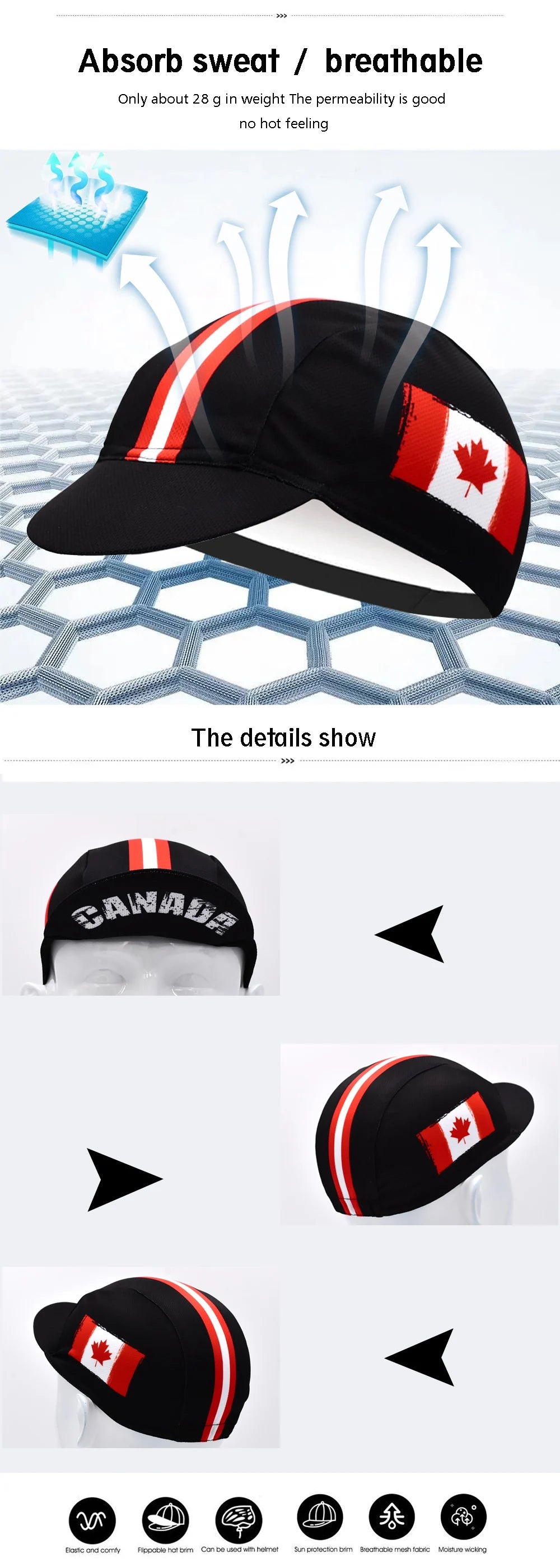 Classic Canada National Flag Pro Team Cycling Cap Riding Outdoor Sports MTB Bicycle Hat