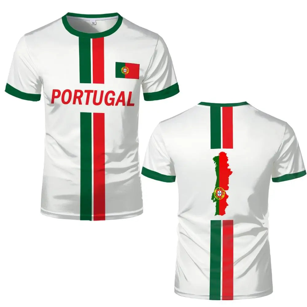 2026 Portugal Flag Printed Soccer Jersey Men Women Kids Green Red Striped Quick Dry Short Sleeve Portugal Football Training Tops