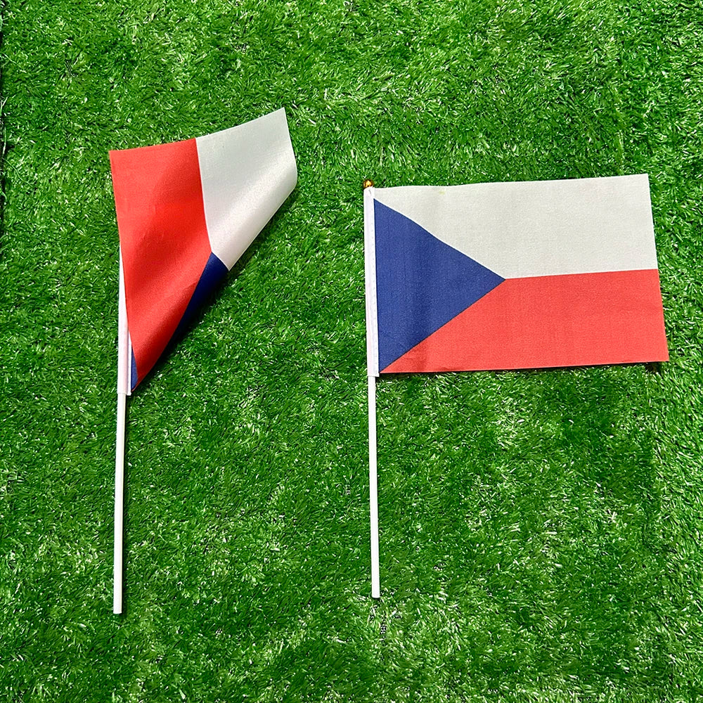 SKY FLAG Czech hand Flag 10/20/50/100pcs 21*14cm Czech Hand Waving Flags With plastic pole For Sports Activity Home Decor