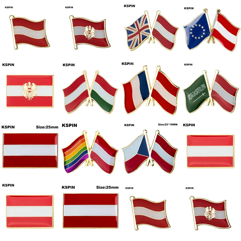 Austria Flag Badge Brooch Natinal Lapel Pins Flag Lapel Pins Country Flag Badge