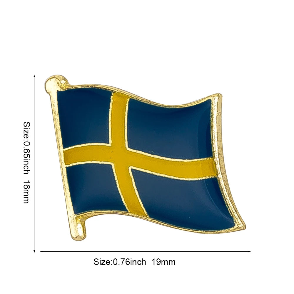 Sweden National Flag Embroidered Iron on Patches for Clothing Metal badges PT0130-3