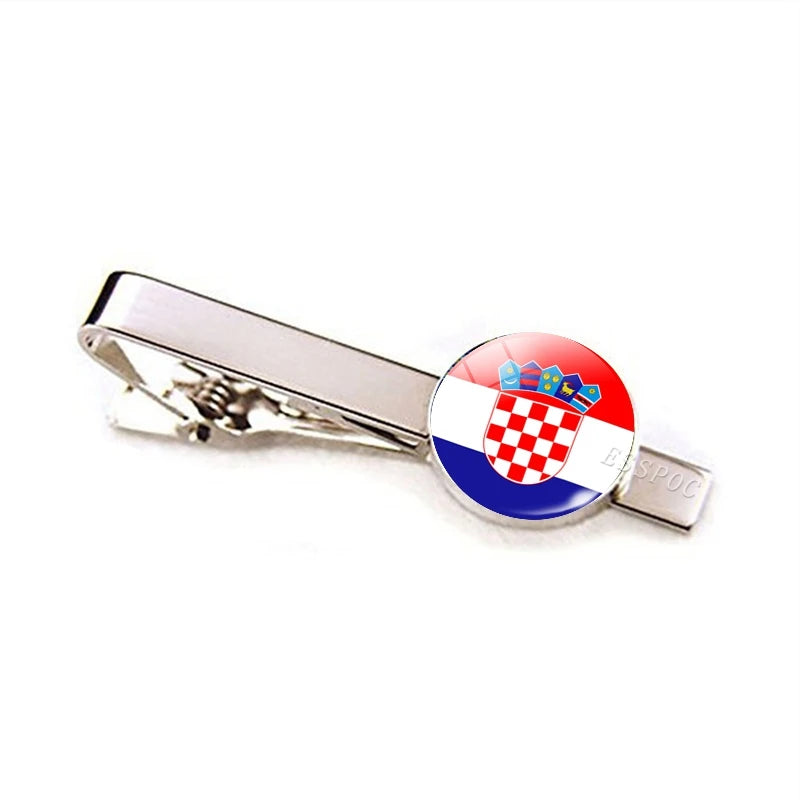Europe Countries National Flag Tie Clips Men Fashion Metal Tie Bar Clip Spain UK France Italy Poland Flag Pins