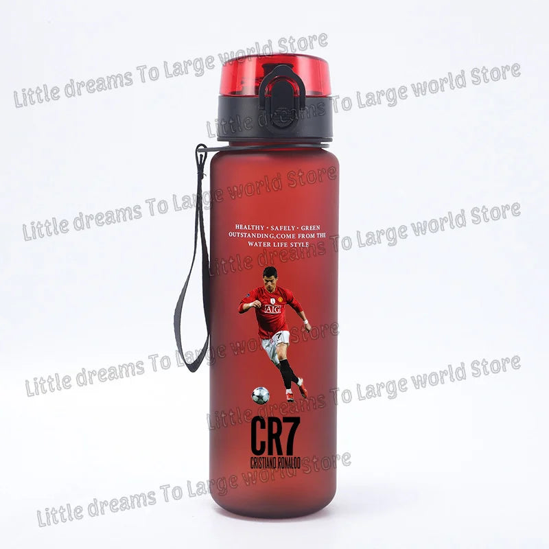 Football Cristiano Ronaldo Water Cup Portable 650ml Large Capacity Sports Plastic Drinking Bottle with Handle for Children Adult