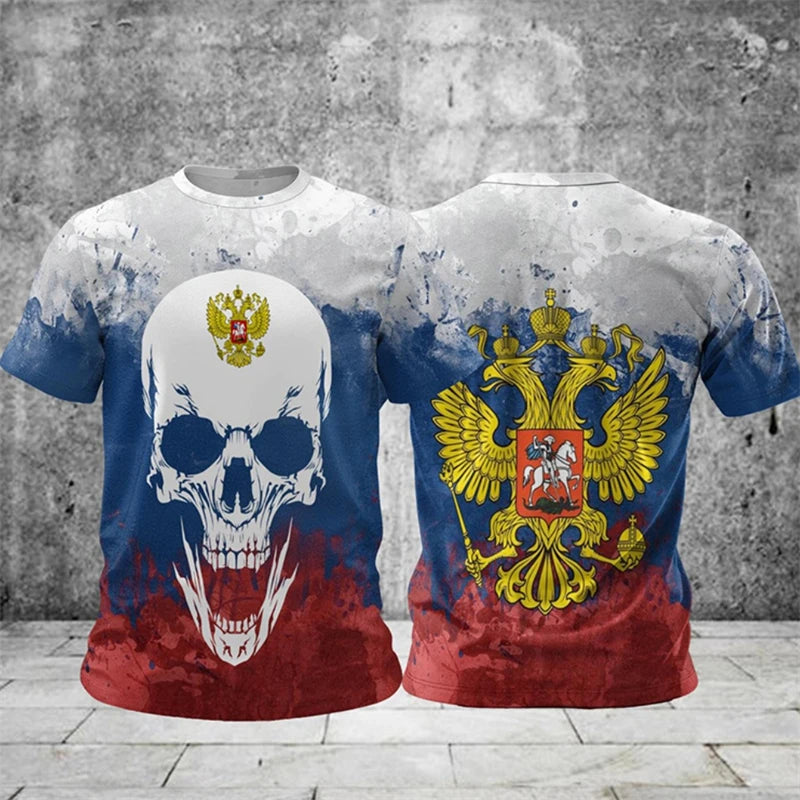 Austria National Flag Themed T-shirt Men's Clothing 3d Printed Stripe Word T Shirts Casual Fashion Street Short Sleeves Tees